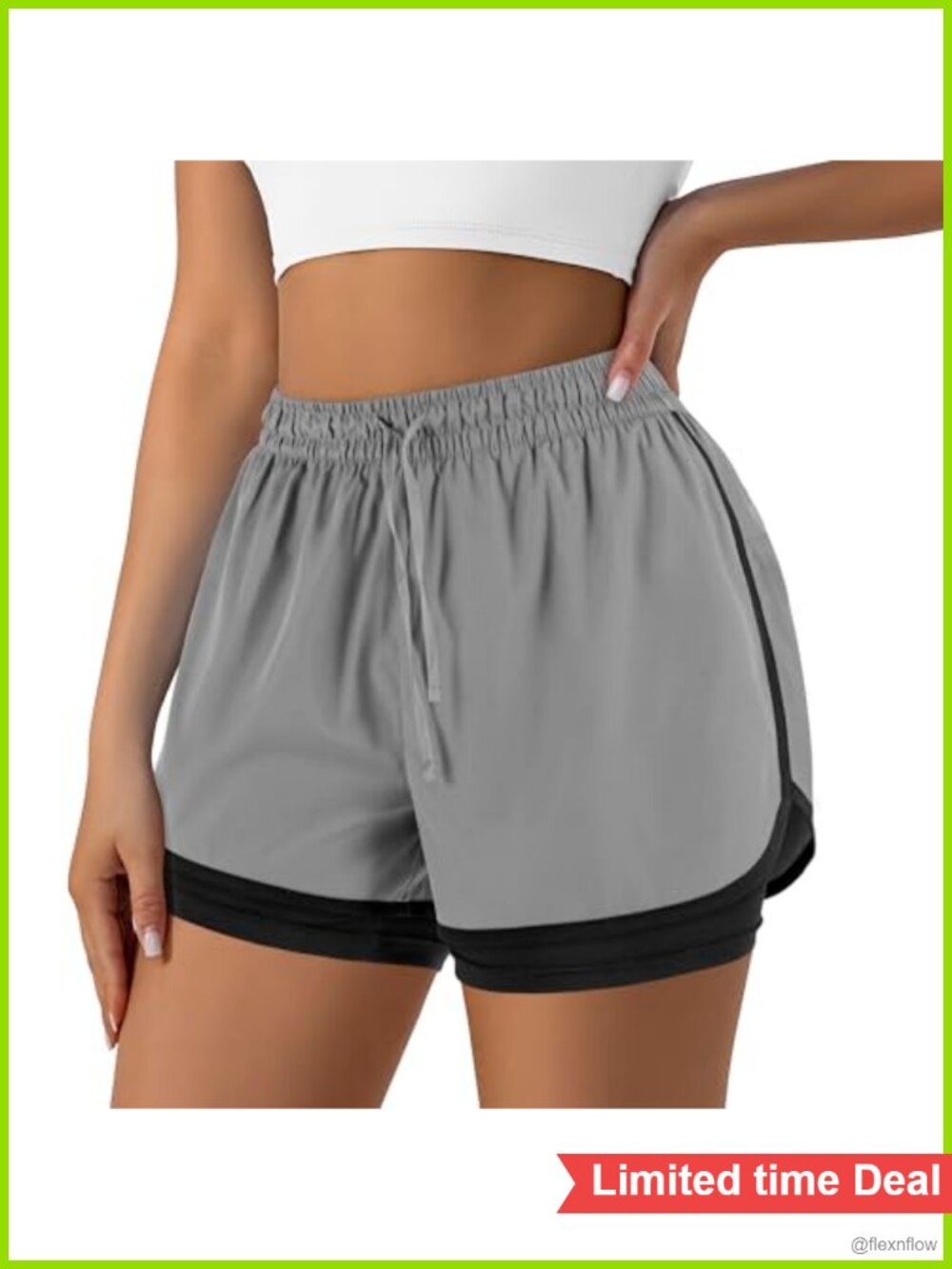 2 in 1 High Waisted Running Shorts with Liner Pockets Quick Dry Athletic
